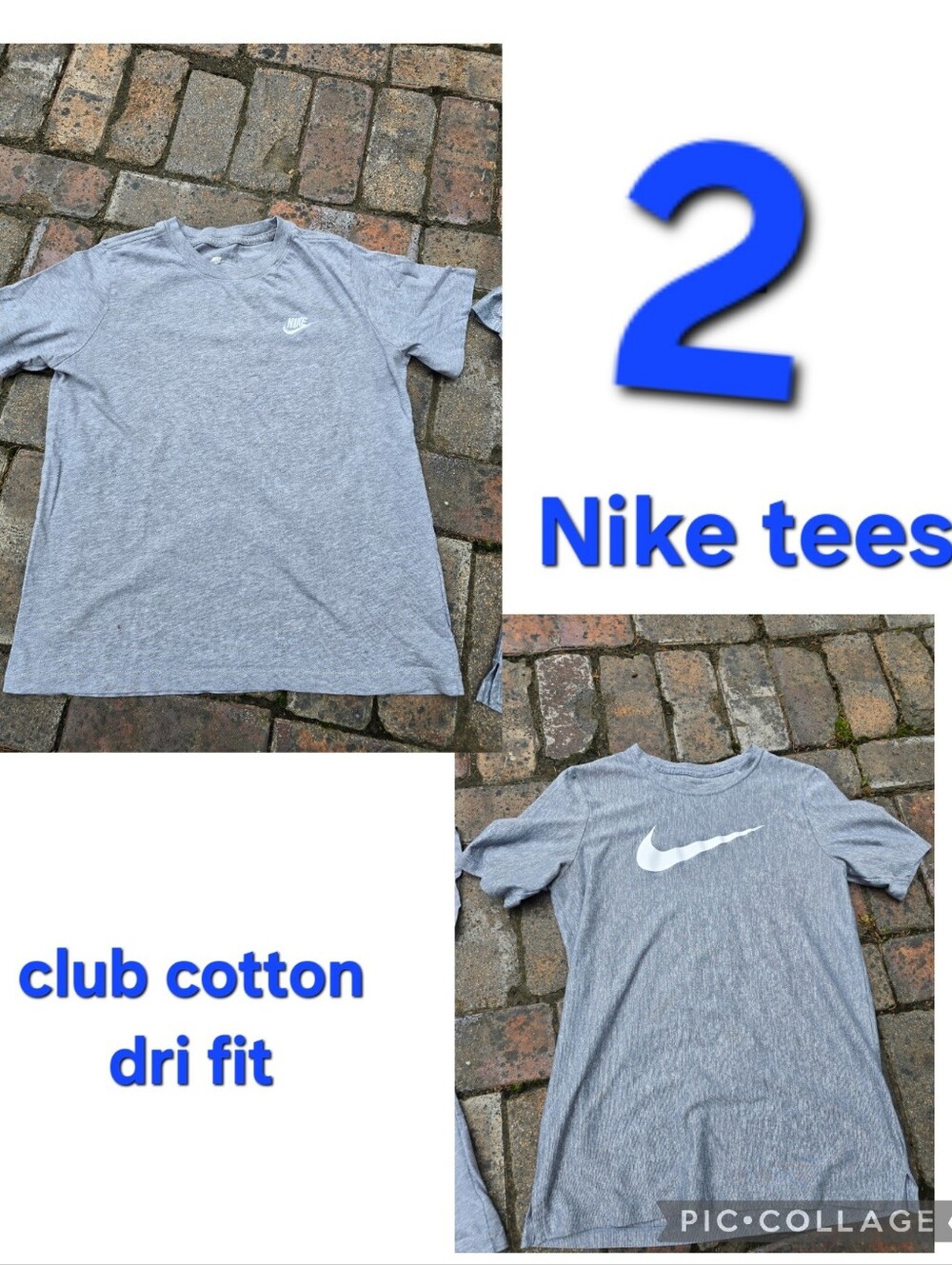Nike Boy's T-Shirt Bundle. Grey Dri-fit &Grey The Nike Club Tee XL Swoosh
